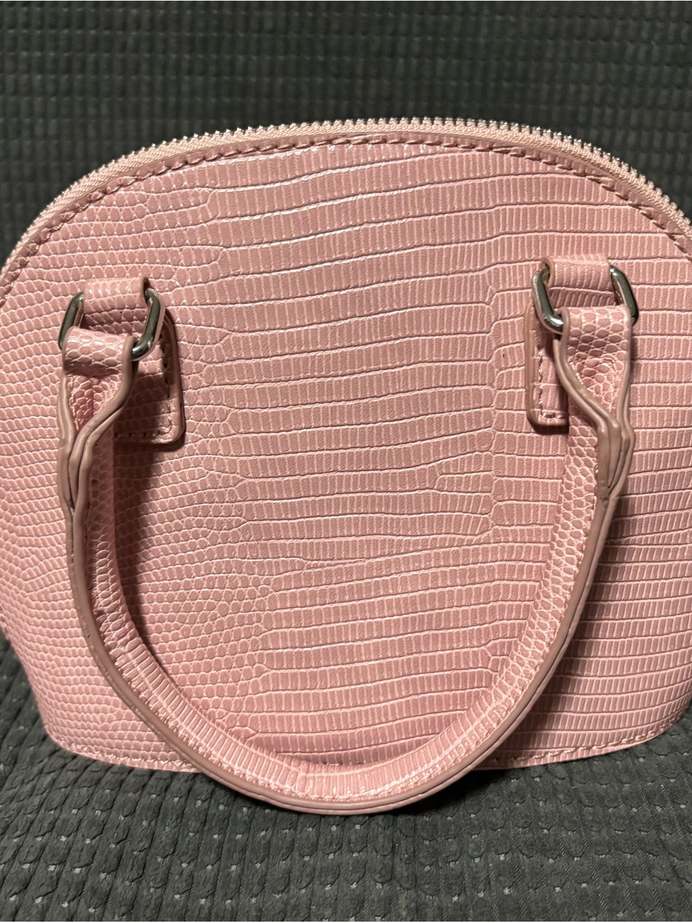 ASOS Pink Faux Lizard Mini Bowler Bag Top Handle Crossbody Purse